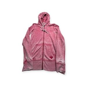 Roxy Womens Pink Acid Wash Full Zip Hoodie Quilted‎ Hood ARJFT03296 Size XS